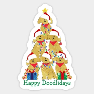 Golden Doodle Puppy Christmas Holiday Tree Sticker